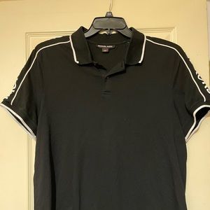 Michael Kors mens MK logo Cotten black polo shirt.
